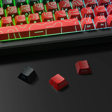 Red Contour Side Printed Shine Through Keycaps Cherry Profile Double Shot PBT Keycap for Gateron MX Switches Mechanical Keyboard Apsilon