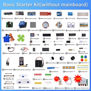 Super Starter kit with wifi module, 130 motor, HC-SR501, 1602, relay, water sensor, HC-sr04, RGB module for Arduino Diy Kit Apsilon