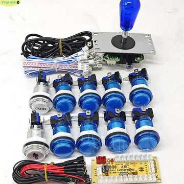 2 Player DIY Arcade Game Kit for PC Raspberry Pi with LED Push Buttons American Style Joystick USB Encoder Cables Mame Jamma Apsilon