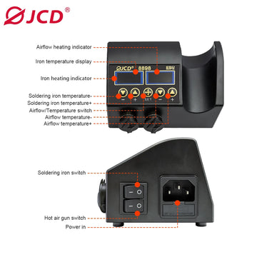 JCD 8898 Soldering Station 750W 2 in 1 Soldering Iron Hot Air Gun Rework Welding Station For Phone BGA SMD Welding Repair Tools Apsilon