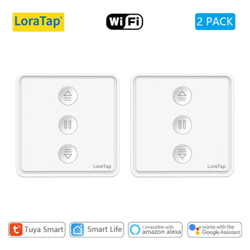 LoraTap Tuya Smart Life Roller Shutter Curtain Pushbutton Switch Remote Control via Google Assistant Alexa Apsilon