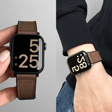 Leather+Silicone Strap For Apple Watch Band Ultra 49mm 44mm 45mm 41mm 46mm 40mm 42mm Magnetic Bracelet iwatch Series 10 9 8 7 6 Apsilon