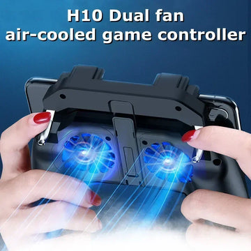 H10 4 Fingers Mobile Phone Game Handle with Radiator Aim Shooting Gamepad Joystick Controller for IOS Android Gaming Accessories Apsilon