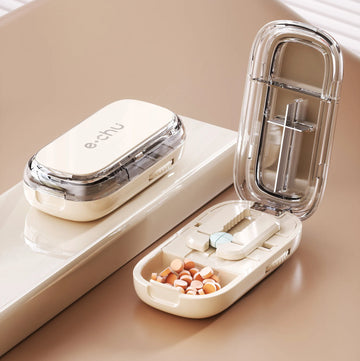 Pill Cutter With Invisible Storage Box Portable 2 In 1 Mini Drug Tablet Medicine Small Small Medicine Box Health Care Pills Case Apsilon