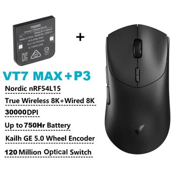 Rapoo VT7 MAX /VT7 Wireless Gaming Mouse True 8K Wireless Polling Rate 53g Lightweight Up to 750Hr Battery Life Apsilon