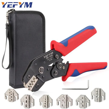Ratcheting Crimping Tool 9 PCS Set For Dupont JST MOLEX Open Barrel,Non-Insulated,Terminals Butt,Solar Coax Connectors SN-58B Apsilon