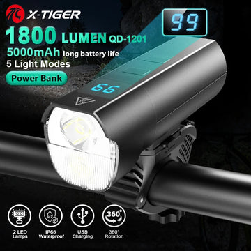 X-TIGER Bike Light Set Powerful USB Rechargeable Bright 10000mAh Bicycle Front Lights IPX5 Waterproof Front Lamp Cycling Apsilon
