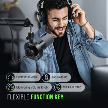 FIFINE USB/XLR Dynamic Microphone with Shock Mount,Touch-mute,Headphone Jack&Volume Control,for PC or Sound Card Recording -K688 Apsilon