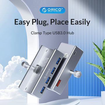 ORICO MH4PU 5GBPS Data Transmission Hub Aluminum 4 Ports USB 3.0 Clip HUB with Power Supply High Speed for MAC OS PC Apsilon