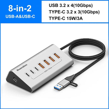 10Gbps USB 3.2 Docking Station USB Hub Type C Splitter with Card Reader Aluminum Alloy Multi 8/9 Ports Switch For PC Laptop Apsilon