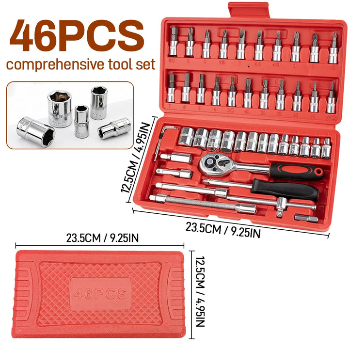 46-piece car repair tool set: a sturdy and durable metal tool set for home use, ideal for mechanics and car enthusiasts Apsilon