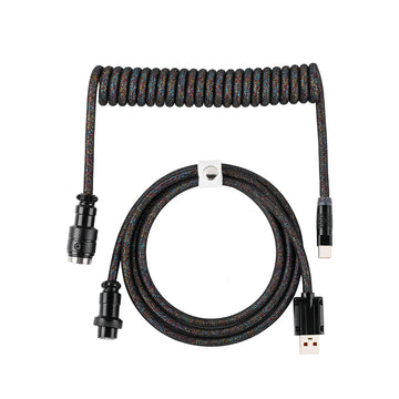 EPOMAKER Mix Pro Coiled Cable 1.5m Double Sleeved Cable for Mechanical Keyboard with Detachable 4-Pin Aviator Connector Apsilon