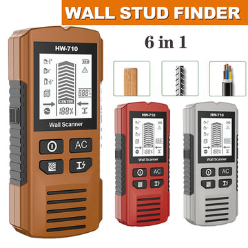 Multifunctional Wall Scanner Detector 6 in 1 LCD Digital Find Stud Wood Metal AC Wire Live Cable Detector Stud Finder Sensor Apsilon