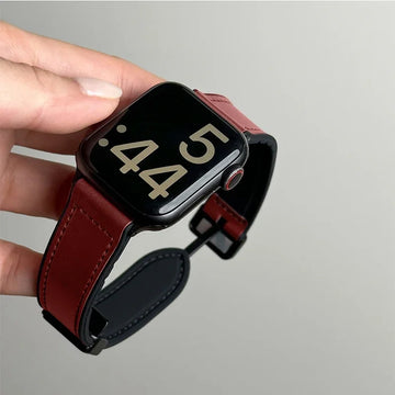 Leather+Silicone Strap For Apple Watch Band Ultra 49mm 44mm 45mm 41mm 46mm 40mm 42mm Magnetic Bracelet iwatch Series 10 9 8 7 6 Apsilon