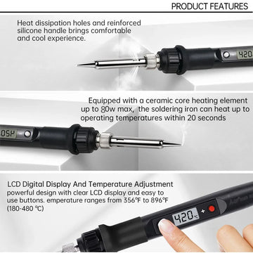 Temperature Electric Soldering Iron Kit 110V 220V 80W LCD Solder Welding Tools With XL830L Multimeter Welding Tool Kit Apsilon