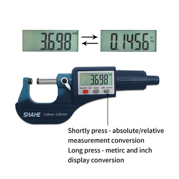 SHAHE 0.001mm Electronic Outside Micrometer 0-25mm Digital Micrometer Electronic Digital Caliper Gauge Apsilon