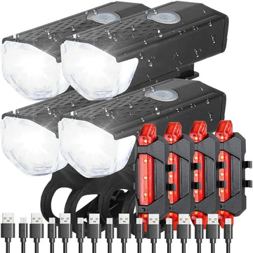 Bike Light Set Bicycle Headlight Taillight Rechargeable Front and Rear Set MTB Bike Flashlight Cycling Lamp Bicycle Accessories Apsilon