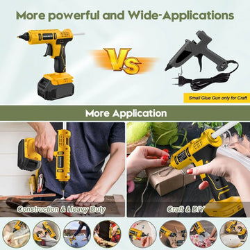 100W Cordless Hot Glue Gun for DeWalt 20V Battery (NO Battery) Wireless Power Glue Gun Full Size with 12pcs Glue Sticks(11mm) Apsilon
