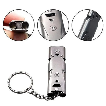 Double Pipe Whistle Pendant Keychain High Decibel Portable Outdoor Survival Emergency Camping Tool Multifunction 1PC Apsilon