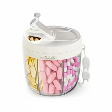 Portable 7-Compartment Vitamin Supplement Storage Box Energy Boost Capsule Organizer with Confusion-Reducing Design Apsilon