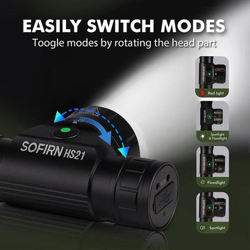 Sofirn HS21 2000lm EDC Headlamp 18650 USB C Rechargeable Flashlight SFT40 Powerful Headlight With Infrared Switch Apsilon