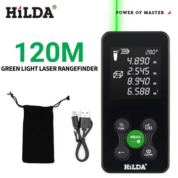 HILDA Digital Laser Distance Meter 50M/100M/120M Finder High Precision Area Volume Measure Construction Measuring Ruler Tool Apsilon