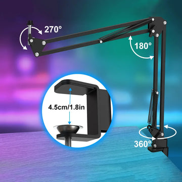 Haomuren Professional USB Streaming Podcast PC Microphone Studio Cardioid Condenser Mic Kit with Boom Arm For Recording YouTube Apsilon