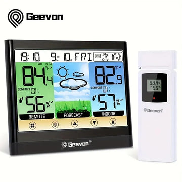 Geevon Weather Station Wireless Indoor Outdoor Thermometer Hygrometer Touch LCD Display with Alarm Clock Adjustable Backlight Apsilon