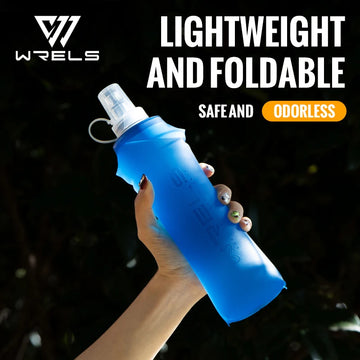 WRELS Folding Collapsible Water Bottle Running Water Bottle Soft Flask TPU BPA-Free Camping Hiking Travel Folding Water Bottle Apsilon