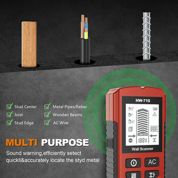 Multifunctional Wall Scanner Detector 6 in 1 LCD Digital Find Stud Wood Metal AC Wire Live Cable Detector Stud Finder Sensor Apsilon