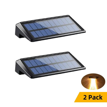 2 Pack Solar Wall Lights 4 LED Solar Fence Lights Outdoor Waterproof Solar Deck Lights Wall Lights for Fence Post Yard Pathway Apsilon