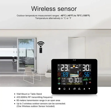 Multifunction Weather Station Alarm Clock Thermometer Hygrometer Touch Screen Wireless Sensor Sunrise Sunset Hygrothermograph Apsilon