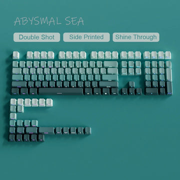 135 Keys Gradient Green Shine Through Keycaps Side Printed PBT Double Shot Keycaps OEM Profile for MX Switches Gaming Keyboards Apsilon
