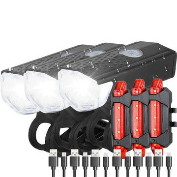 Bike Light Set Bicycle Headlight Taillight Rechargeable Front and Rear Set MTB Bike Flashlight Cycling Lamp Bicycle Accessories Apsilon