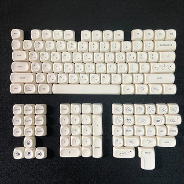 Hangul Keycap PBT Milky Cute Cat Keycaps Korean MOA Top print for office gamer 60% 65% 75% TKL 96% 100% Mechanical Keyboard Apsilon
