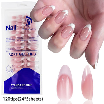 120Pcs Short Square Coffin French Fake Nails Glossy Pink  Full Cover Wearable Press on Nails Wearable Acrylic Fake Nails Tips # Apsilon