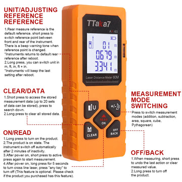 Construction Laser Measuring Tool 40M/60M Portable Rangefinder USB Rechargeable For Indoor/Outdoor Surveying & Interior Design Apsilon