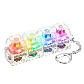 1PC Light Up Keyboard Keychain Stress Relief Clickable LED Button Toy for People with Anxiety Office Desk Accessory Apsilon