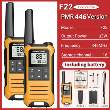 2pcs Baofeng F22/T22 Mini Walkie Talkie PMR Long Range Rechargable Portable Two Way Radio Type-C Charger for Camping Trip Apsilon