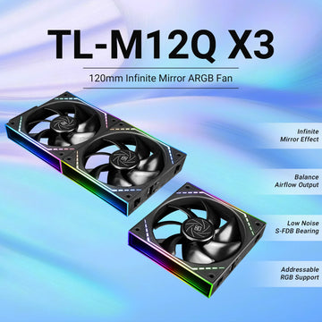 Thermalright TL-M12Q X3 120mm PC Case Cooling Fans, Daisy-Chain | 2000RPM | High Airflow | ARGB | Dual Infinity Mirrors Lighting Apsilon