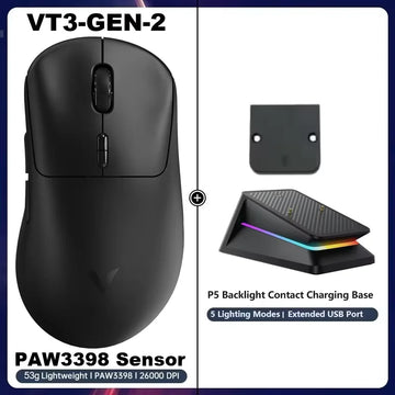 Rapoo VT3 GEN-2 Wireless Gaming Mouse 53g Lightweight 8KHz Polling Rate 26000DPI 10 Programmable Buttons Optical Sensor Apsilon