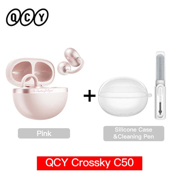 QCY Crossky C50 Open Ear Wireless Earbuds Bluetooth 6.0 Comfort Clip On Sports Earphone 4 Mic AI Clear Call Bass Boost Headphone Apsilon