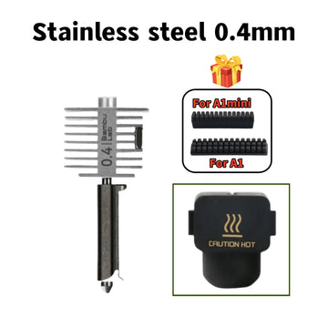 For Bambu lab A1/A1 mini/A2L Hotend Kit Hardened Steel Nozzle 0.2/0.4/0.6/0.8mm nozzle For Bambu lab 3D printer Accessory Apsilon
