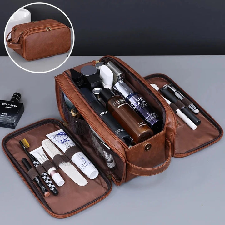 Multi Pockets PU Toiletry Bag For Women Men Travel Essentials Makeup Bags Waterproof Hanging Bag Cosmetic Washing Organizer Bag Apsilon