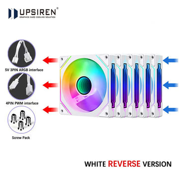 UPSIREN UF-1 PRISM 4 PRO 5PCS Computer Chassis Fan 12cm ARGB 4Pin PWM Quiet Cooling Fan 12V Large Air Volume 45.2CFM/600-1500RPM Apsilon