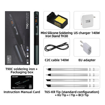 ALIENTEK T90 Smart Soldering Iron PD 140W Adjustable Temperature DC 28V 80-450℃ Welding Solder Station Kit C245 C210 T65 Tools Apsilon