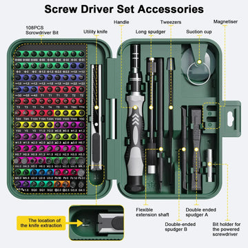 132 in 1 Precision Screwdriver Set Phillips Torx Magnetic Screwdriver Head with Storage Box 152 Bit Small Hand Repair Tool Kit Apsilon