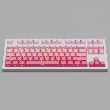 133 Keys Double Shot Shine Through Keycaps Strawberry Pink Side Print PBT Keycaps Cherry Profile for MX Switches Gaming Keyboard Apsilon