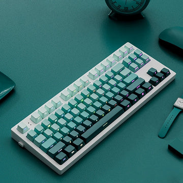 135 Keys Gradient Green Shine Through Keycaps Side Printed PBT Double Shot Keycaps OEM Profile for MX Switches Gaming Keyboards Apsilon
