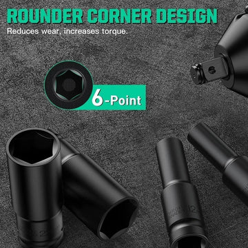 1/2Inch Drive 6-Point Impact Socket Set 10-Piece Metric Sizes 8-24m/10-24mm Carbon Steel Impact Socket Set with Hard Storage Box Apsilon